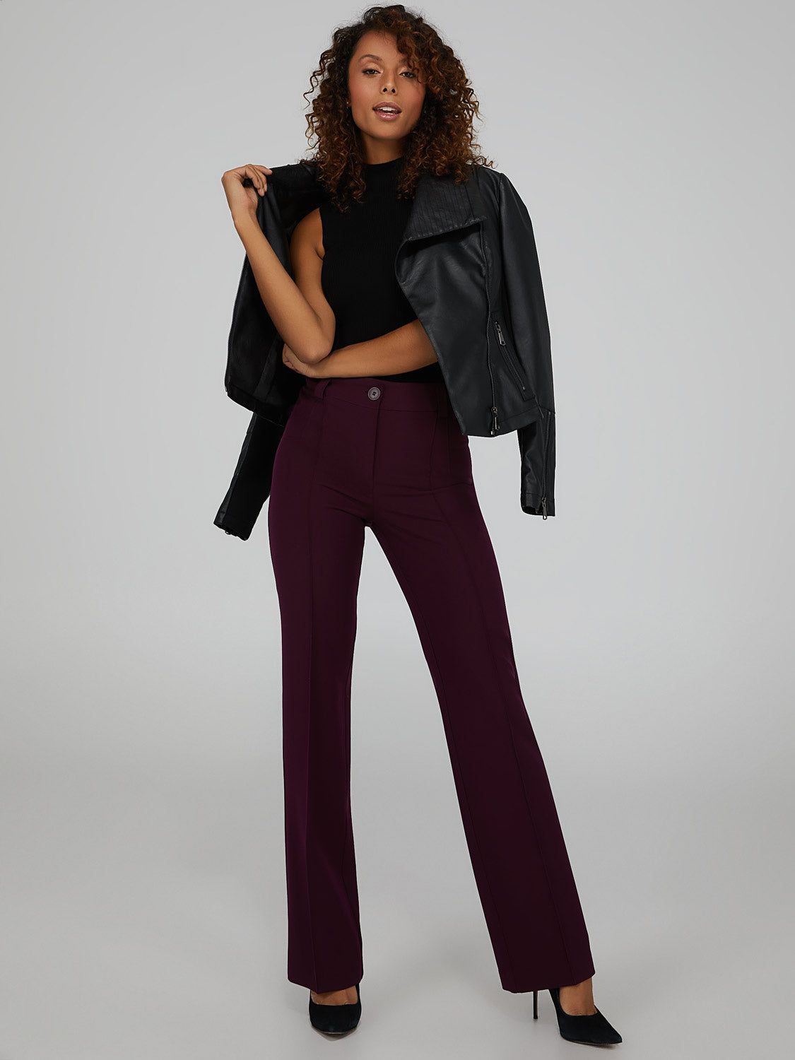 High Waisted Pintuck Straight Leg Pants sold by Suzy Shier product image thumbnail 6