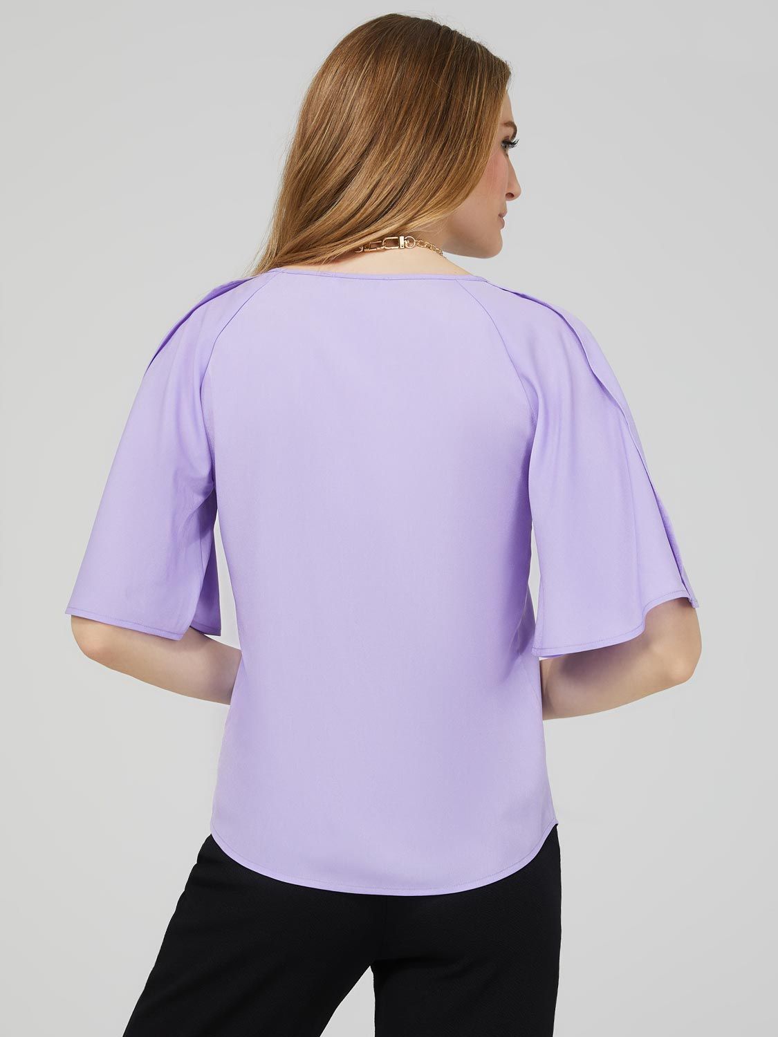 Boat Neck Top With Flutter Sleeves sold by Suzy Shier product image thumbnail 5