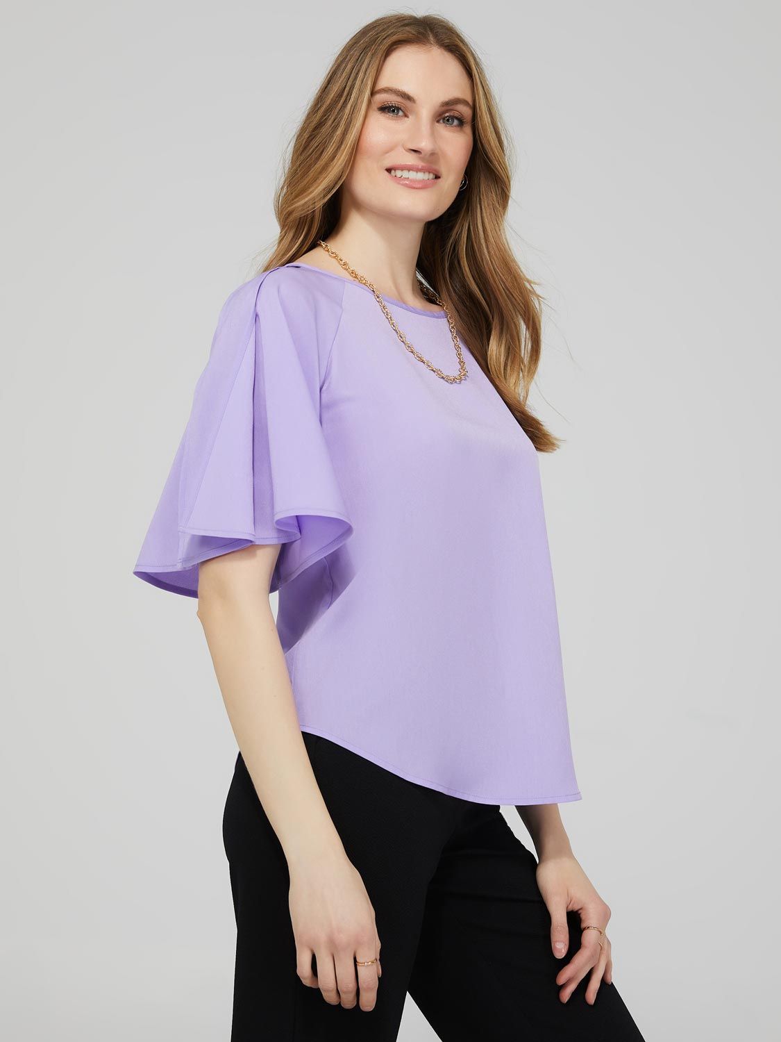 Boat Neck Top With Flutter Sleeves sold by Suzy Shier product image thumbnail 4