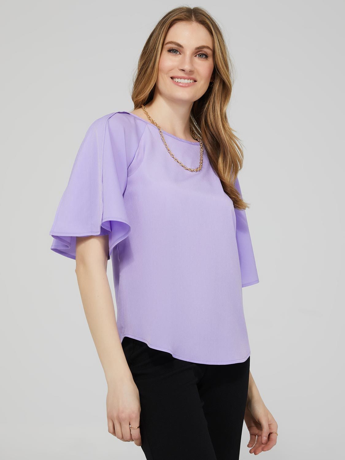 Boat Neck Top With Flutter Sleeves sold by Suzy Shier product image thumbnail 3