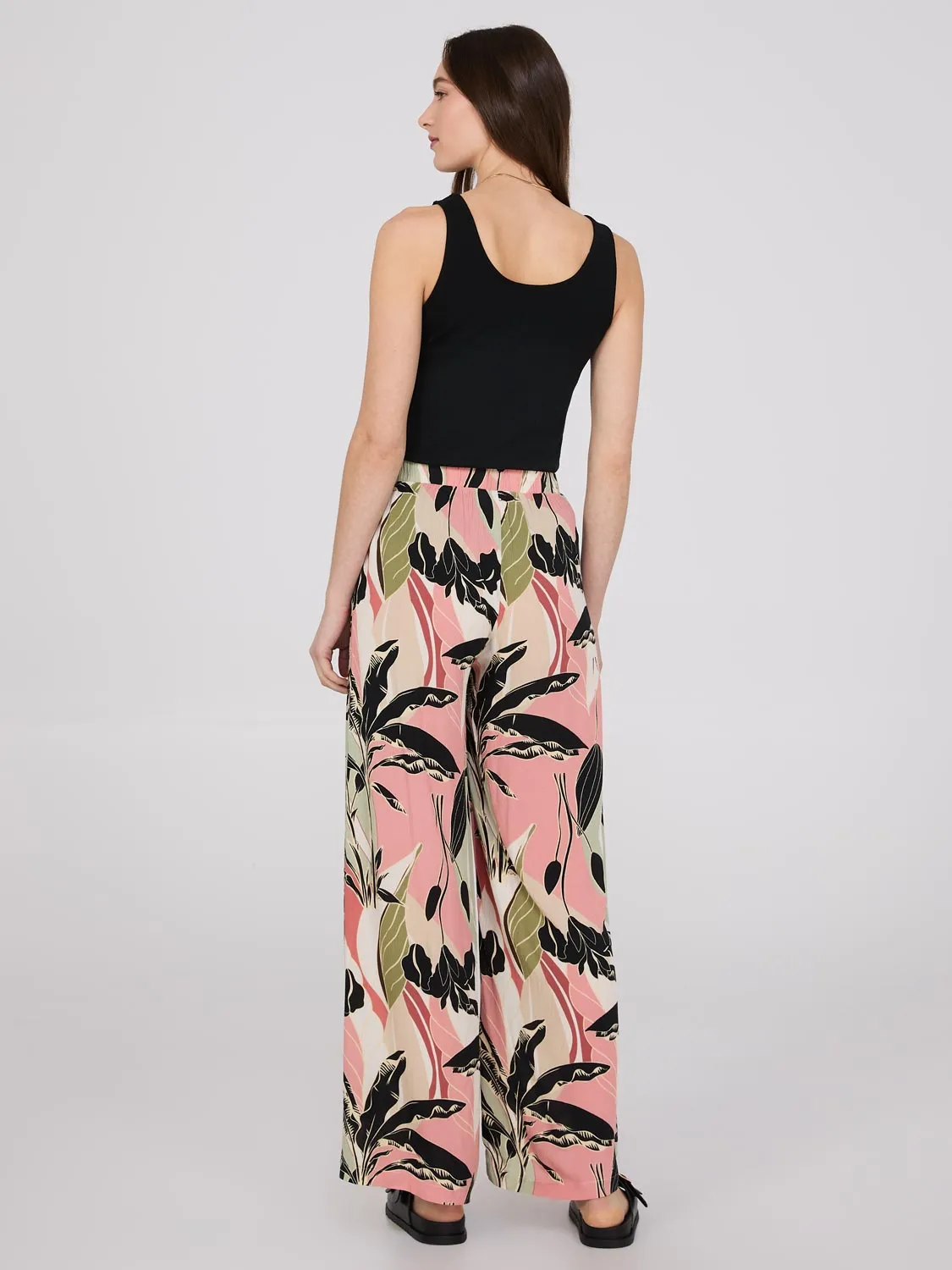 Tropical Print Crinkle Gauze Palazzo Pant sold by Suzy Shier product image thumbnail 5