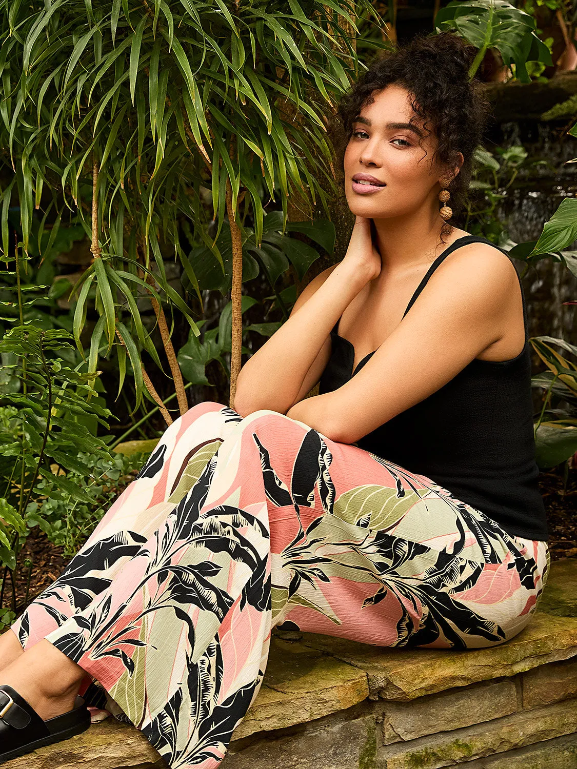 Tropical Print Crinkle Gauze Palazzo Pant sold by Suzy Shier product image thumbnail 2