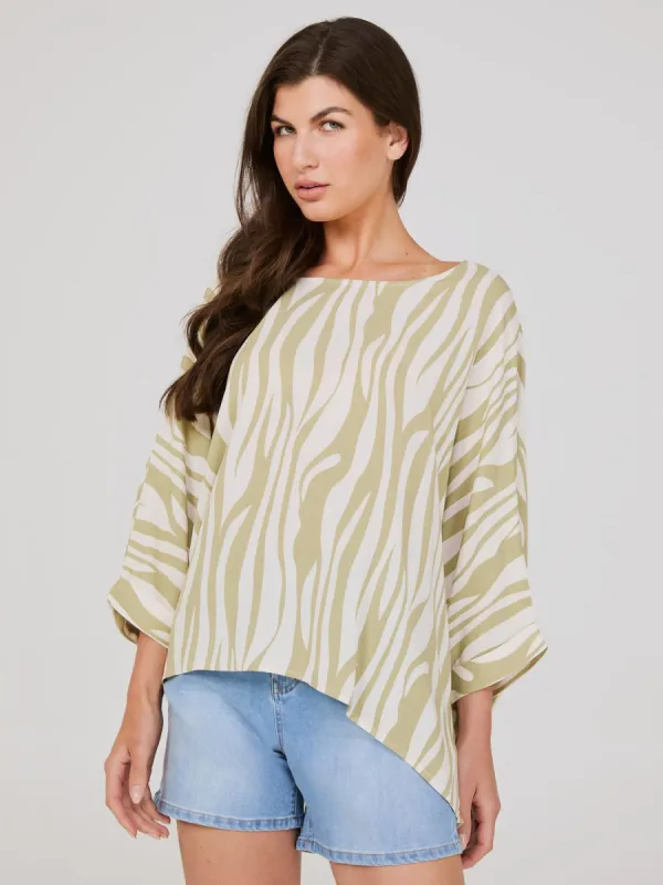 Zebra Print Dolman Sleeve Popover Top sold by Suzy Shier