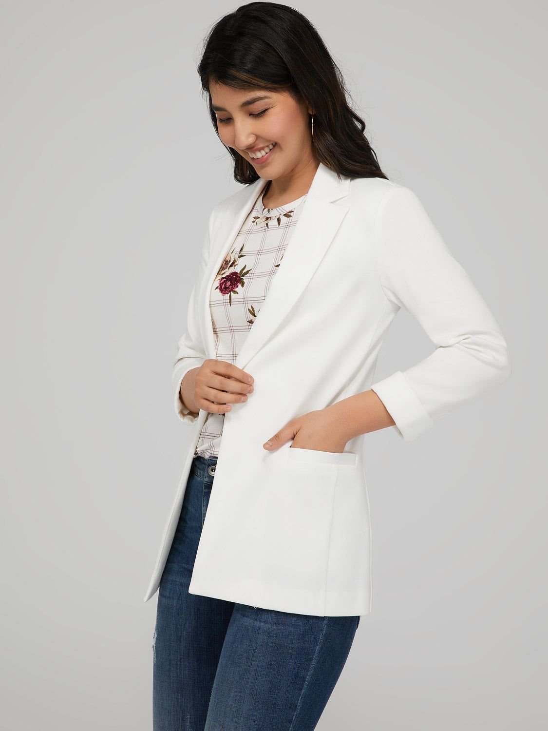 Cuffed 3/4 Sleeve Blazer sold by Suzy Shier