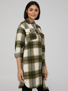 Oversized Longline Plaid Shacket sold by Suzy Shier