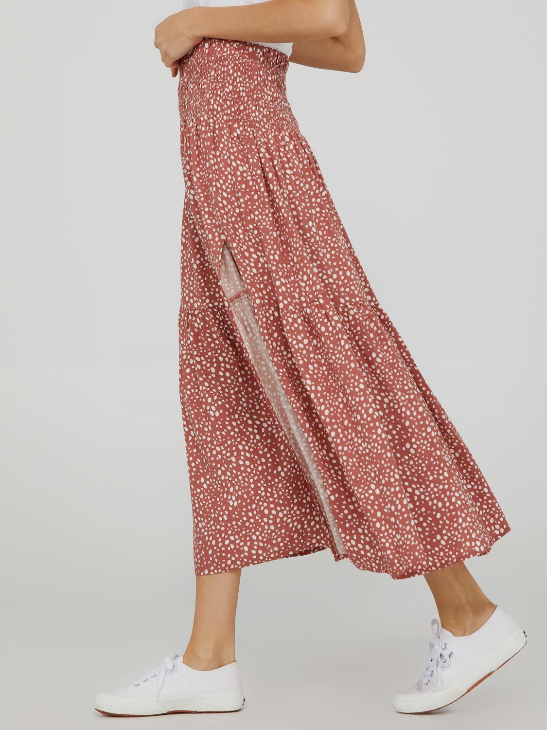 Printed Tiered Skirt With Side Slit sold by Suzy Shier product image thumbnail 3