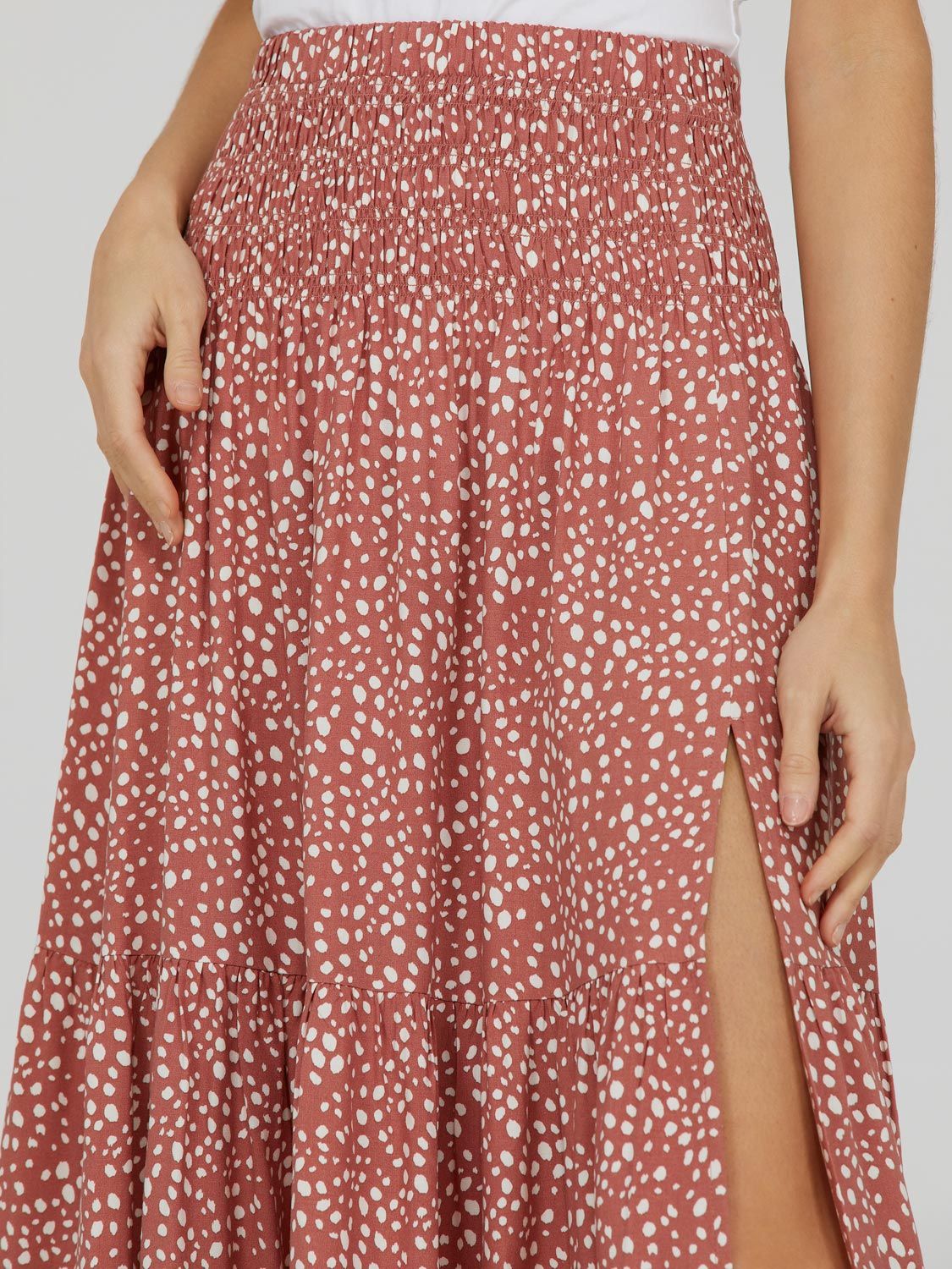 Printed Tiered Skirt With Side Slit sold by Suzy Shier product image thumbnail 2