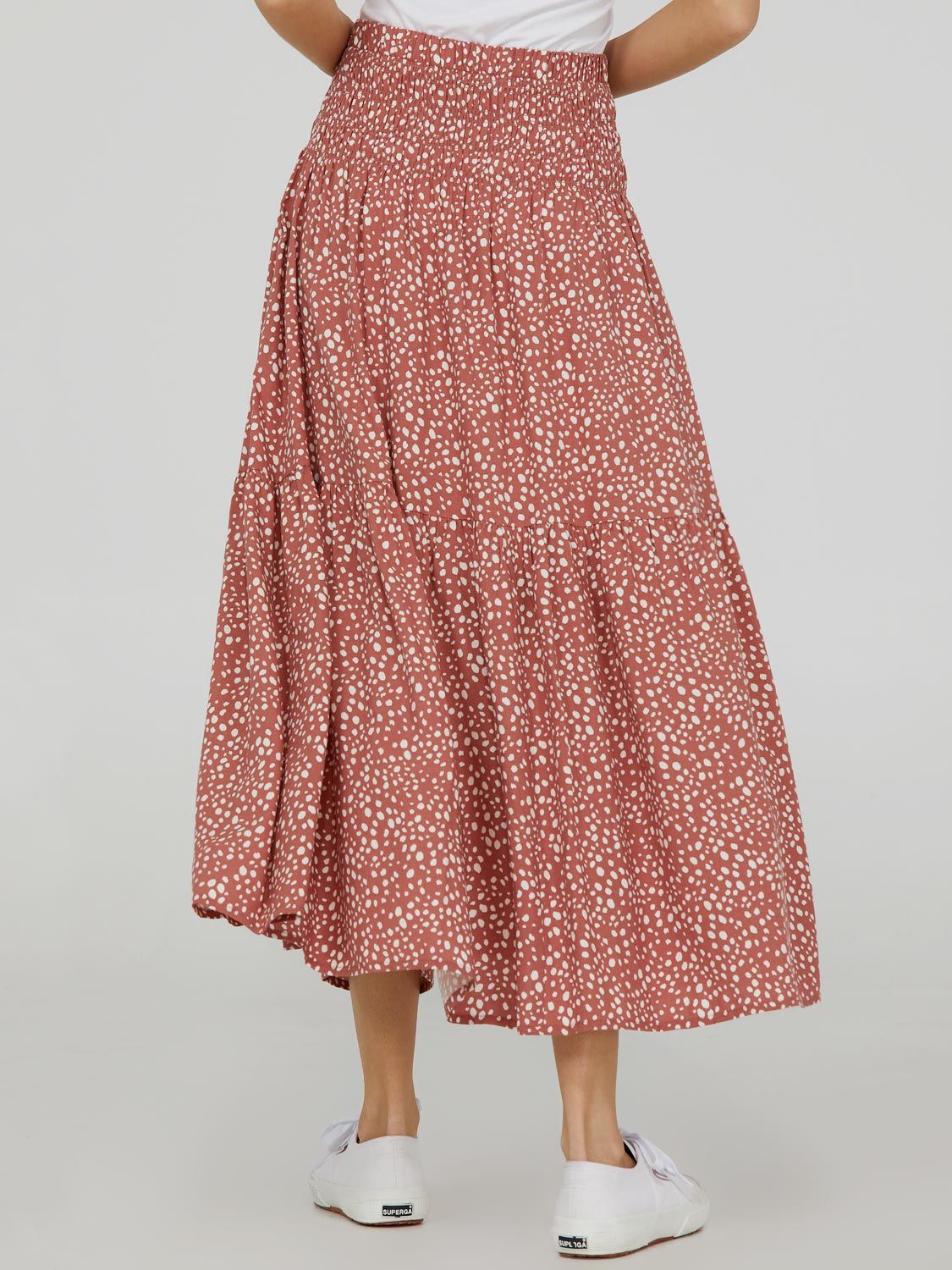 Printed Tiered Skirt With Side Slit sold by Suzy Shier product image thumbnail 4