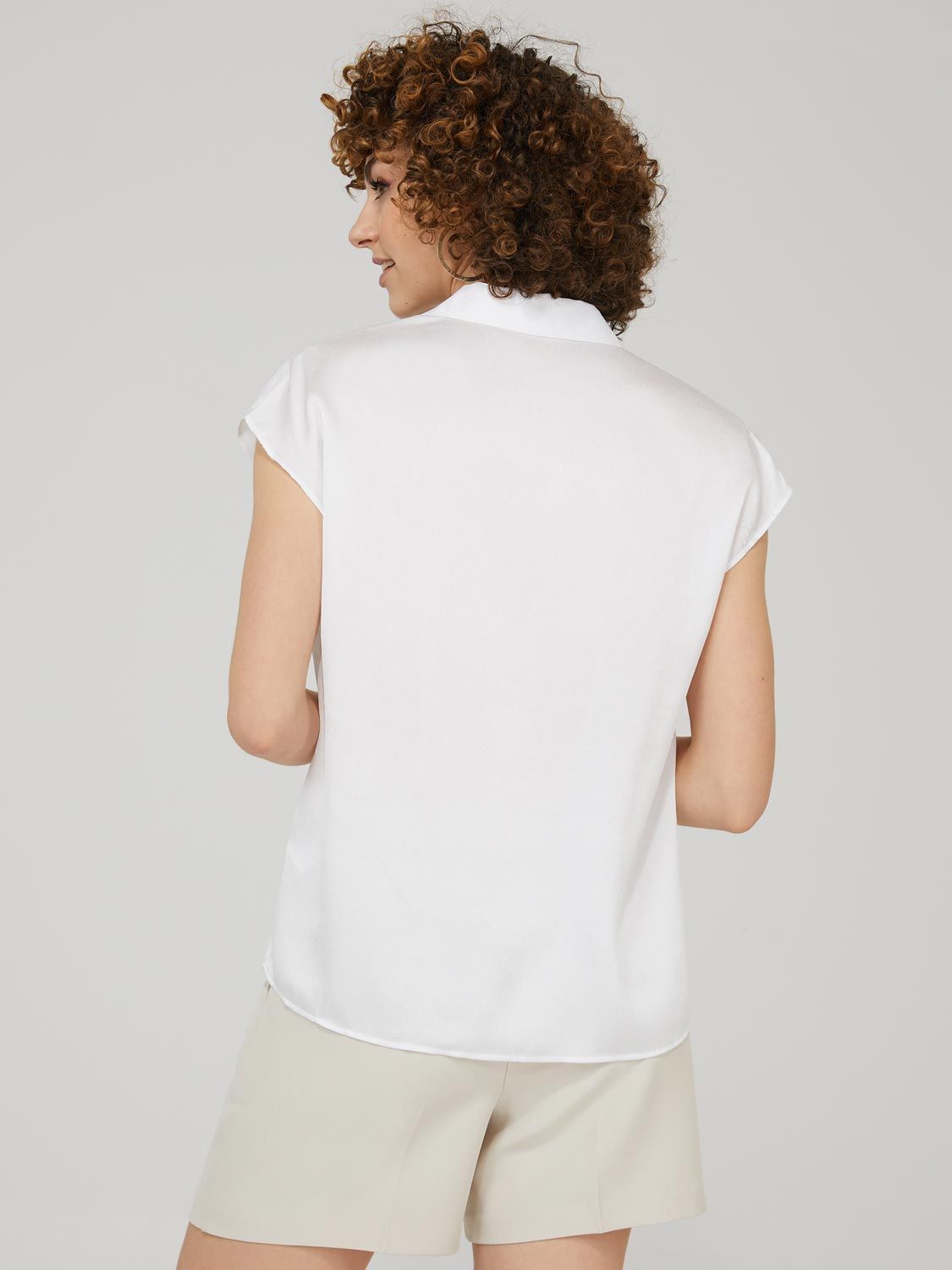 Oversized Satin Cap Sleeve Blouse sold by Suzy Shier product image thumbnail 7