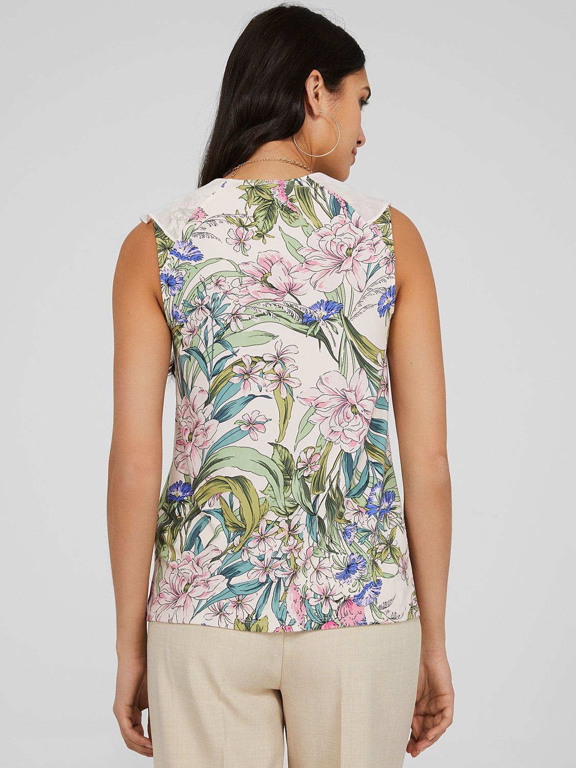 Printed Front Ruffle V-Neck Top sold by Suzy Shier product image thumbnail 4