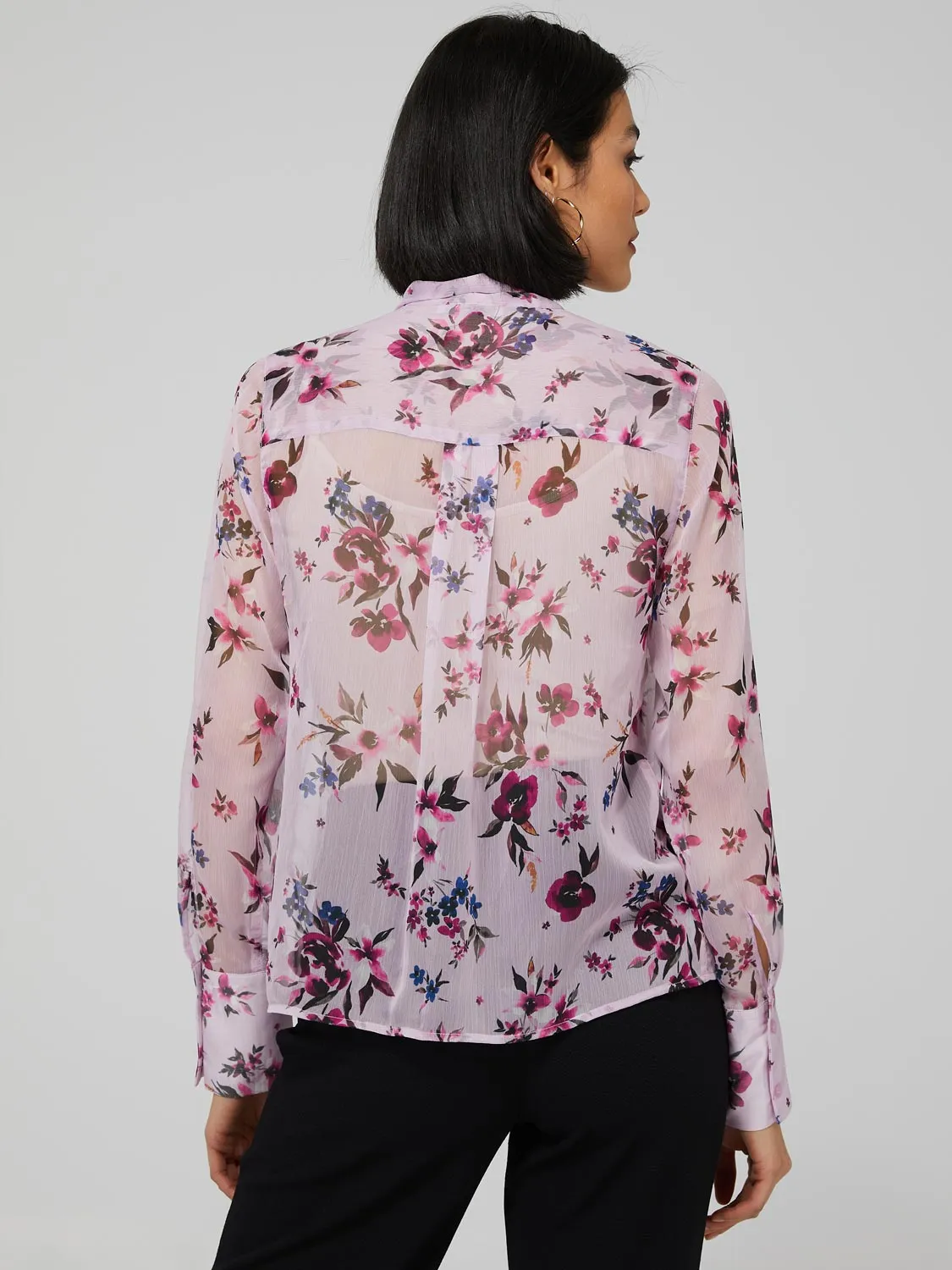 Printed Chiffon Blouse With Neck Tie sold by Suzy Shier product image thumbnail 5