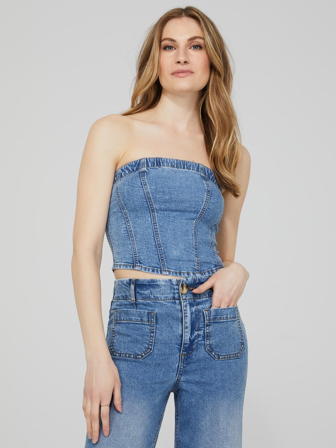 Denim Bustier Top sold by Suzy Shier