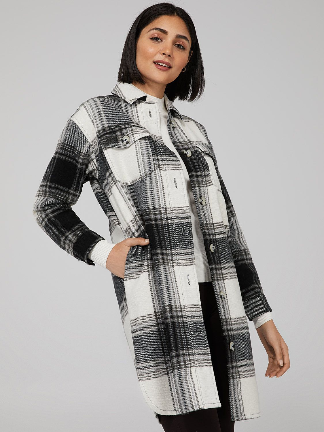 Classic Plaid Shacket sold by Suzy Shier product image thumbnail 3