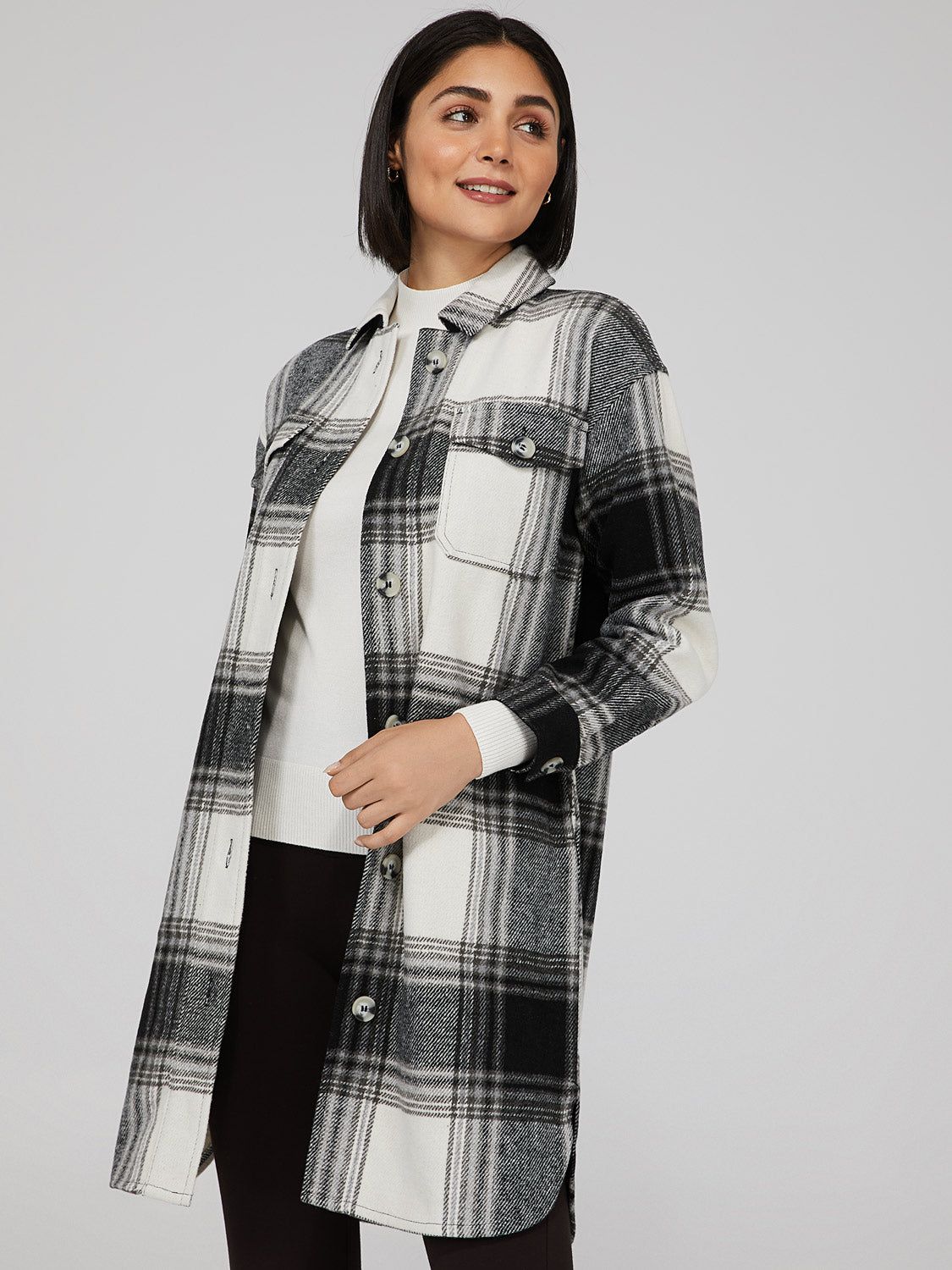 Classic Plaid Shacket sold by Suzy Shier