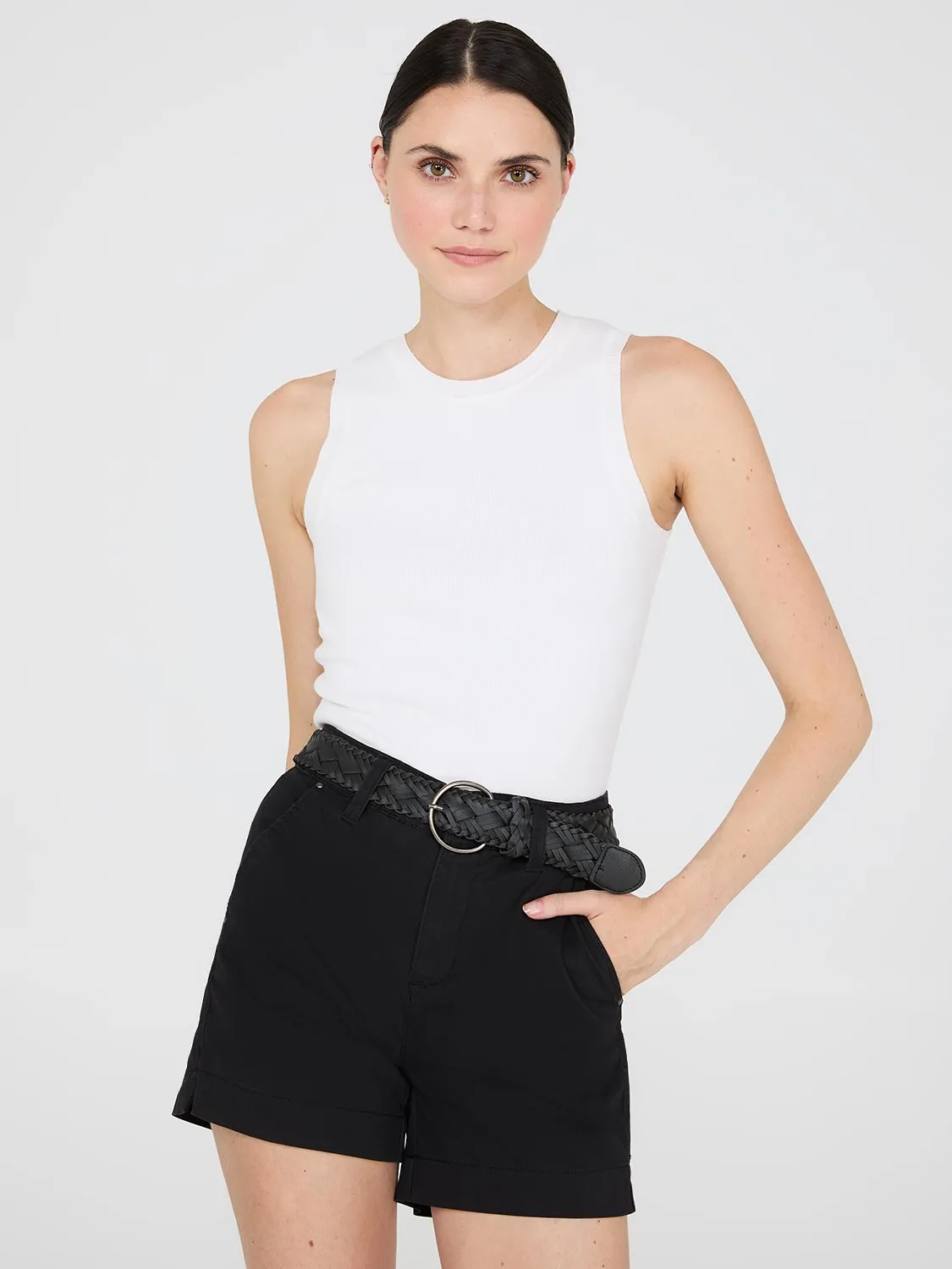 Belted Sateen Shorts sold by Suzy Shier