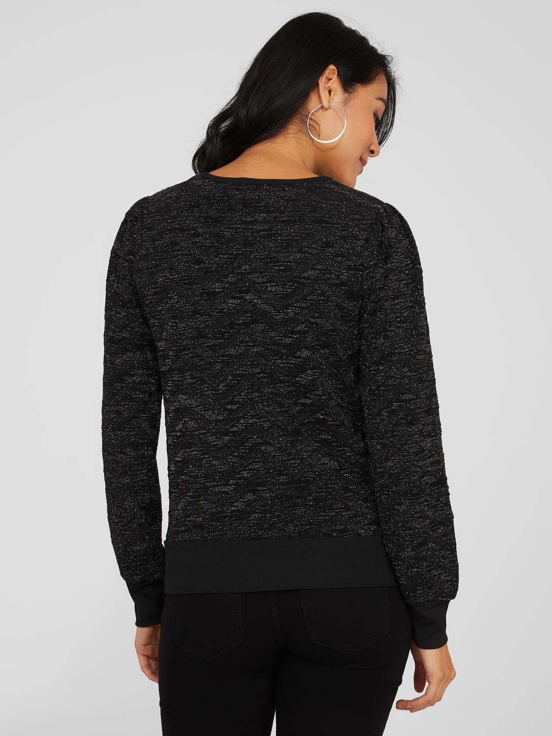 Glitter Pattern Long Sleeve Crew Neck Top sold by Suzy Shier product image thumbnail 5