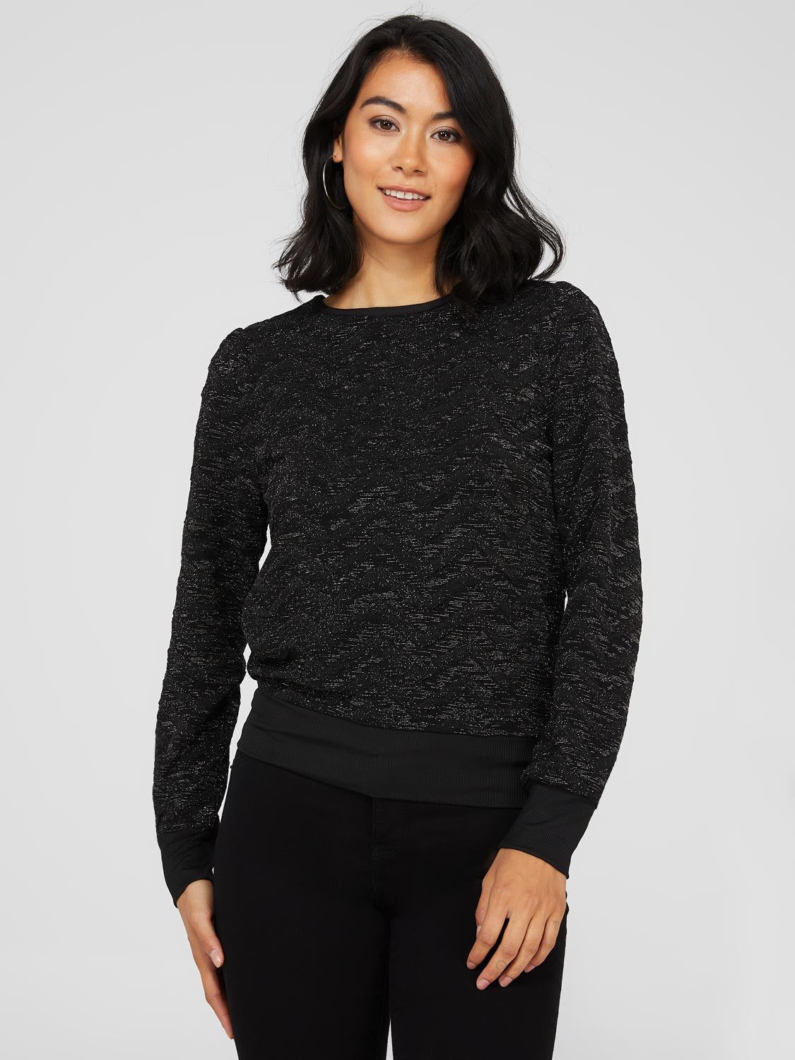 Glitter Pattern Long Sleeve Crew Neck Top sold by Suzy Shier product image thumbnail 3