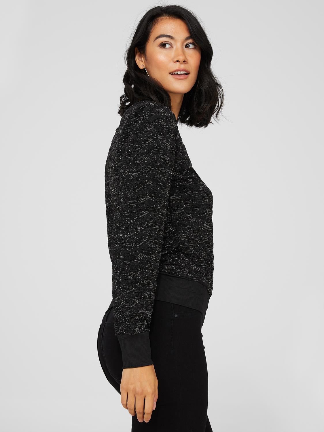 Glitter Pattern Long Sleeve Crew Neck Top sold by Suzy Shier product image thumbnail 4