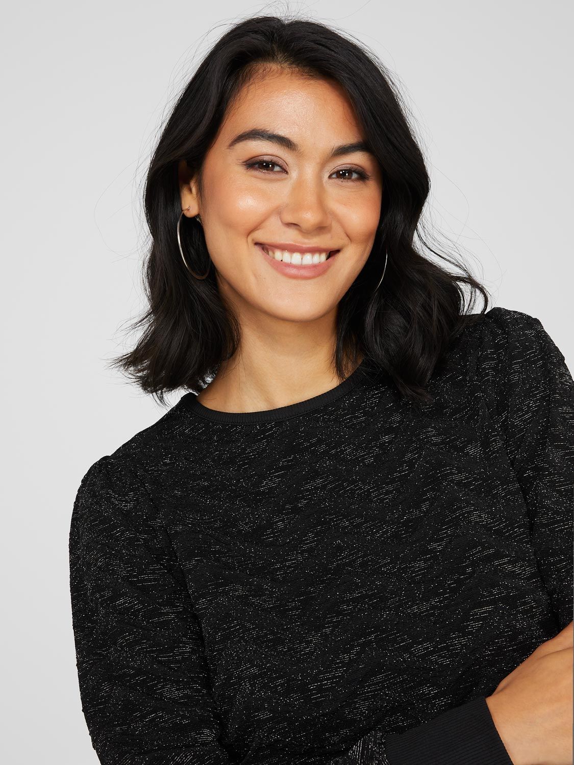 Glitter Pattern Long Sleeve Crew Neck Top sold by Suzy Shier product image thumbnail 2