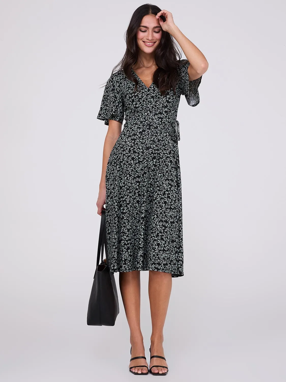 Ditsy Floral Print Midi Wrap Dress sold by Suzy Shier