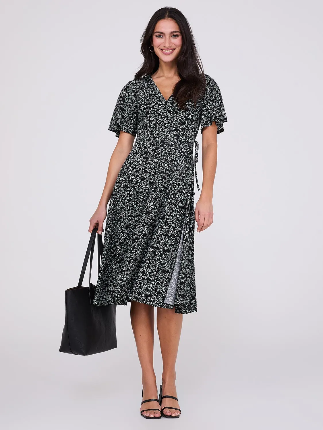 Ditsy Floral Print Midi Wrap Dress sold by Suzy Shier product image thumbnail 3
