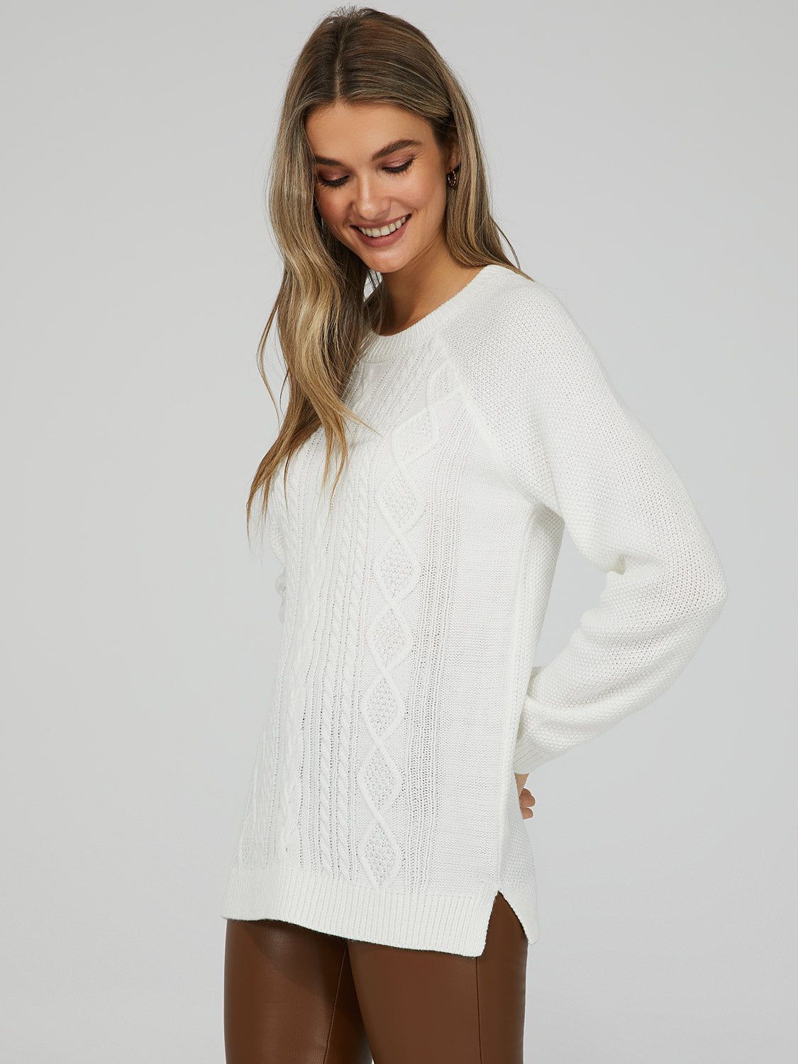Multi Cable Knit Sweater sold by Suzy Shier product image thumbnail 3