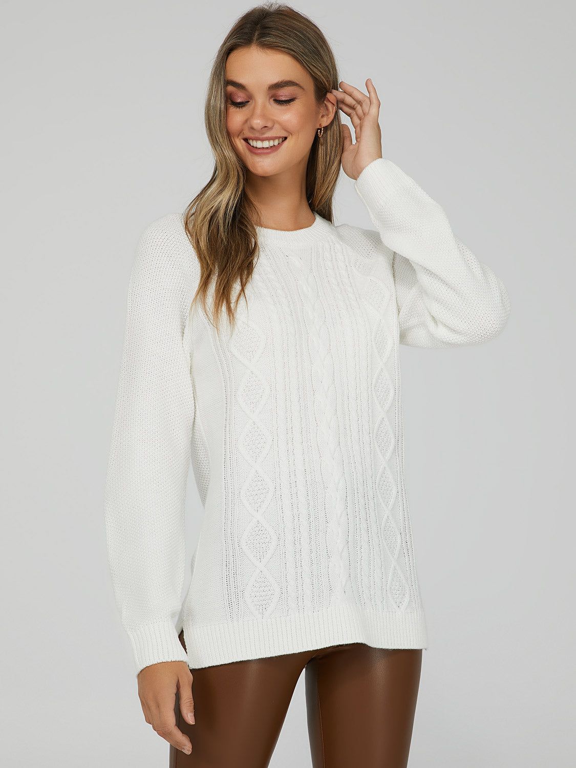 Multi Cable Knit Sweater sold by Suzy Shier