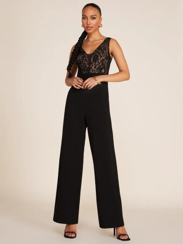 Lace Straight Leg Jumpsuit sold by Suzy Shier