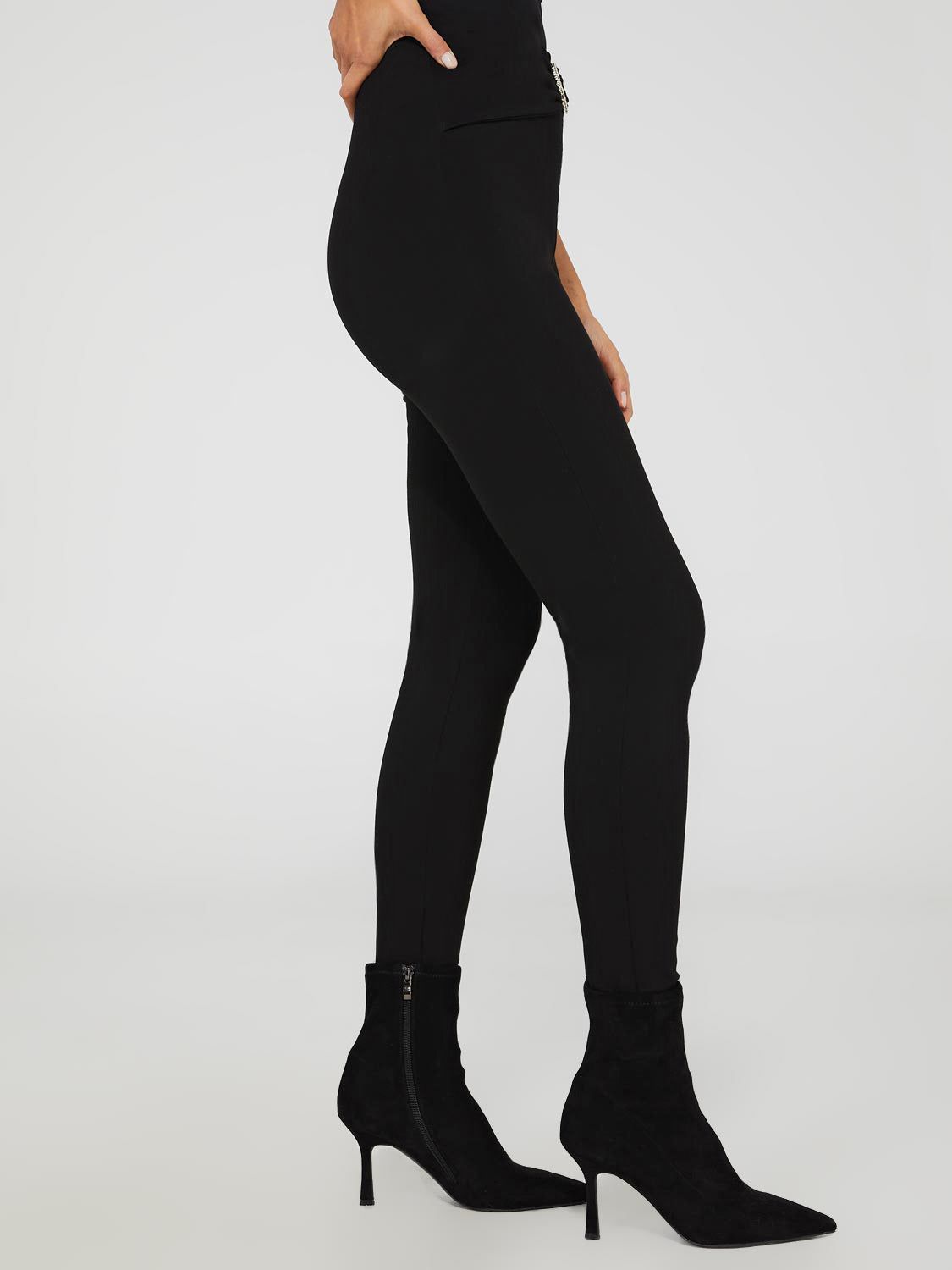 High-Waisted Buckle-Front Skinny Leg Pants sold by Suzy Shier product image thumbnail 3