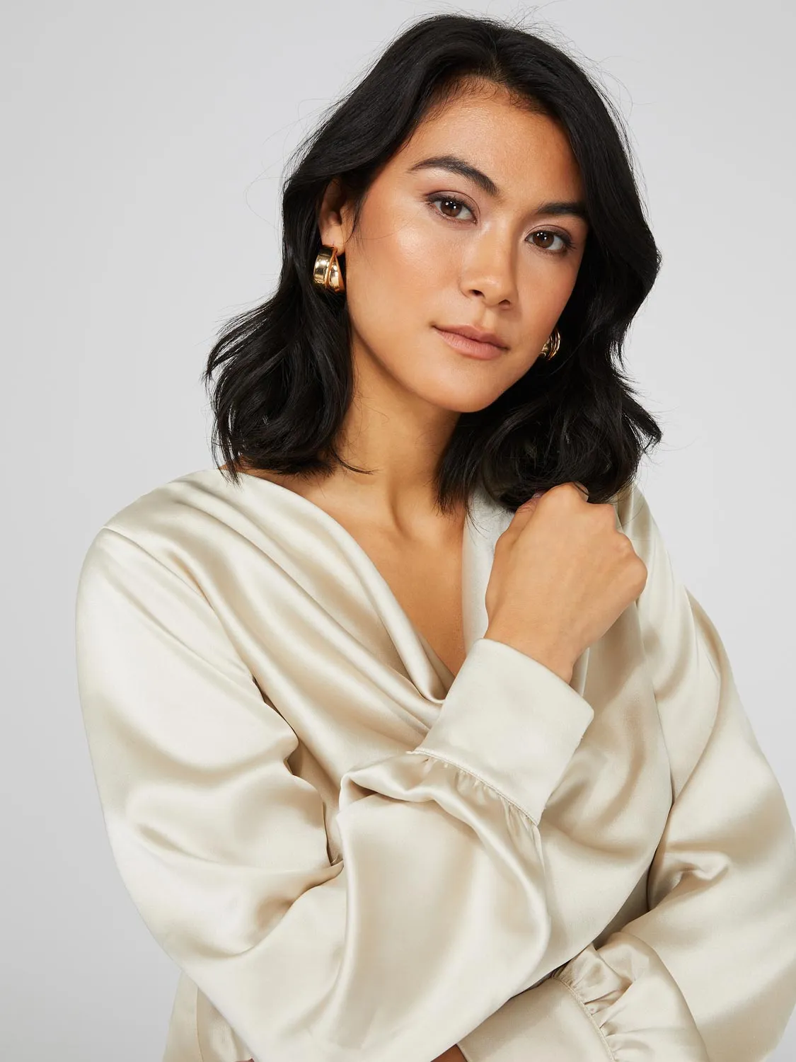 Satin Cowl Neck Blouse sold by Suzy Shier product image thumbnail 3