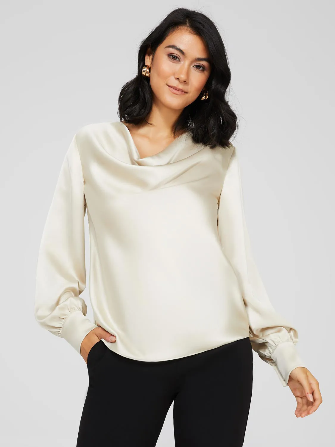 Satin Cowl Neck Blouse sold by Suzy Shier product image thumbnail 2