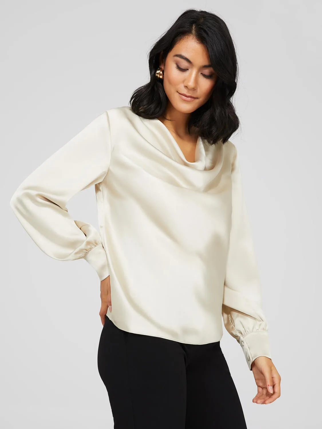 Satin Cowl Neck Blouse sold by Suzy Shier product image thumbnail 5