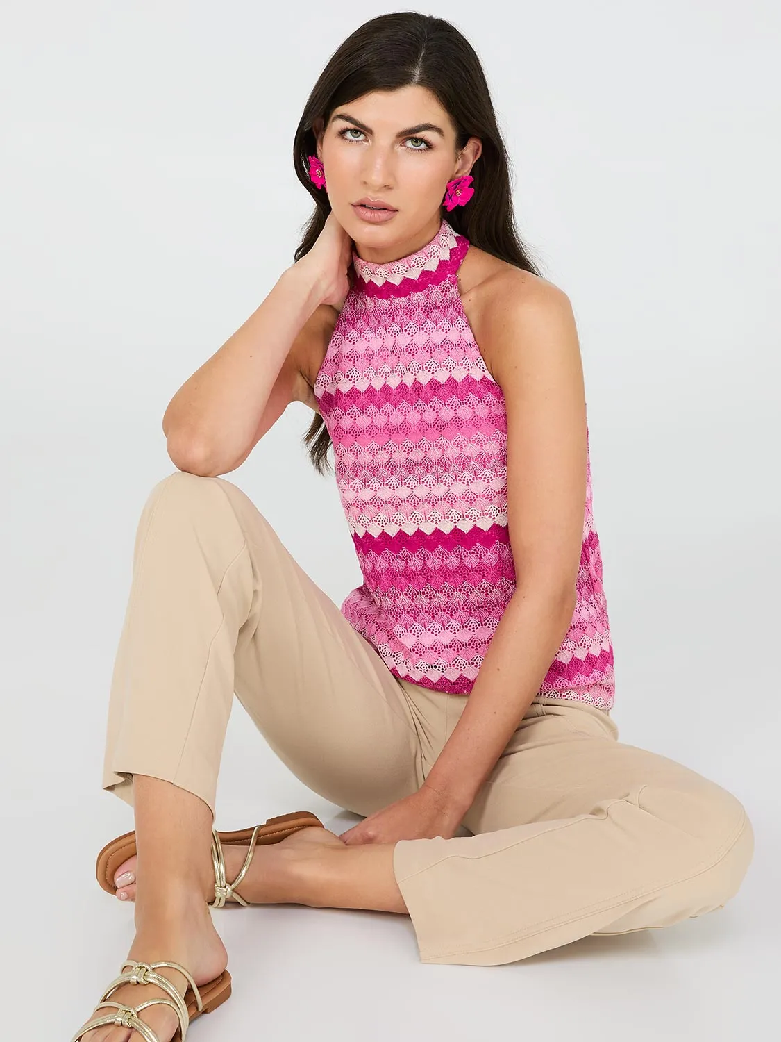 Printed Crochet Halter Neck Top sold by Suzy Shier product image thumbnail 3
