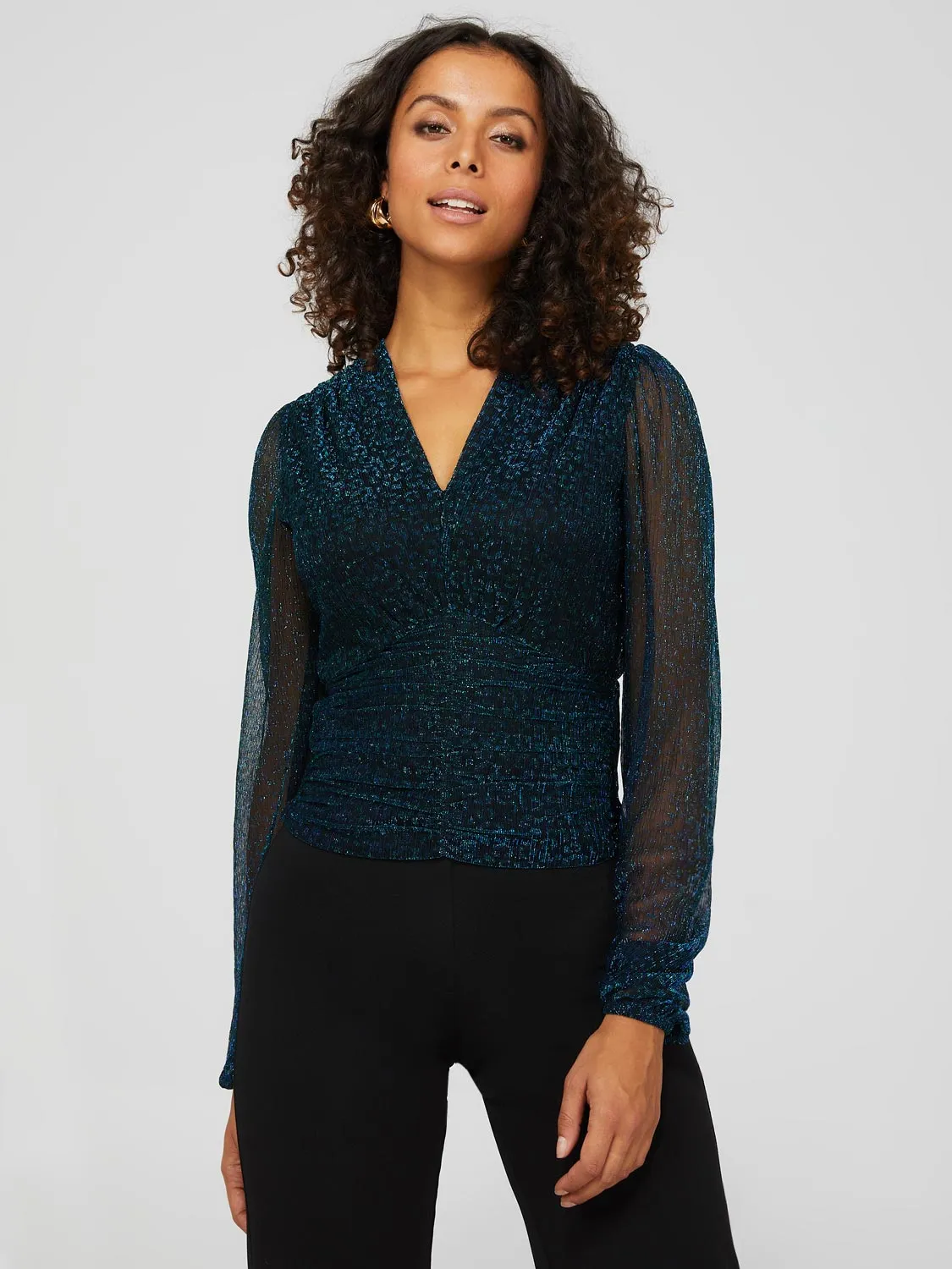 Long Balloon Sleeve Animal Print Top sold by Suzy Shier product image thumbnail 5