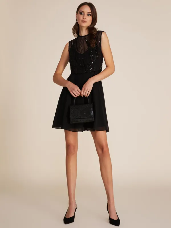 Illusion Sequin Mini Fit & Flare Dress sold by Suzy Shier