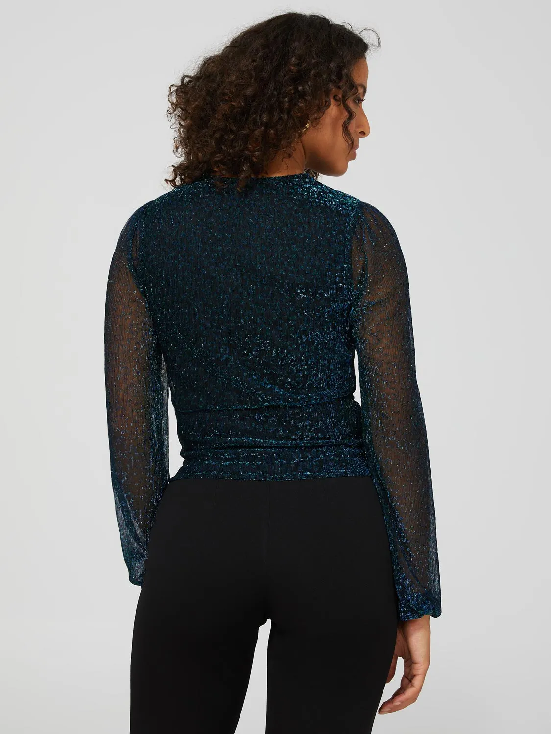 Long Balloon Sleeve Animal Print Top sold by Suzy Shier product image thumbnail 4