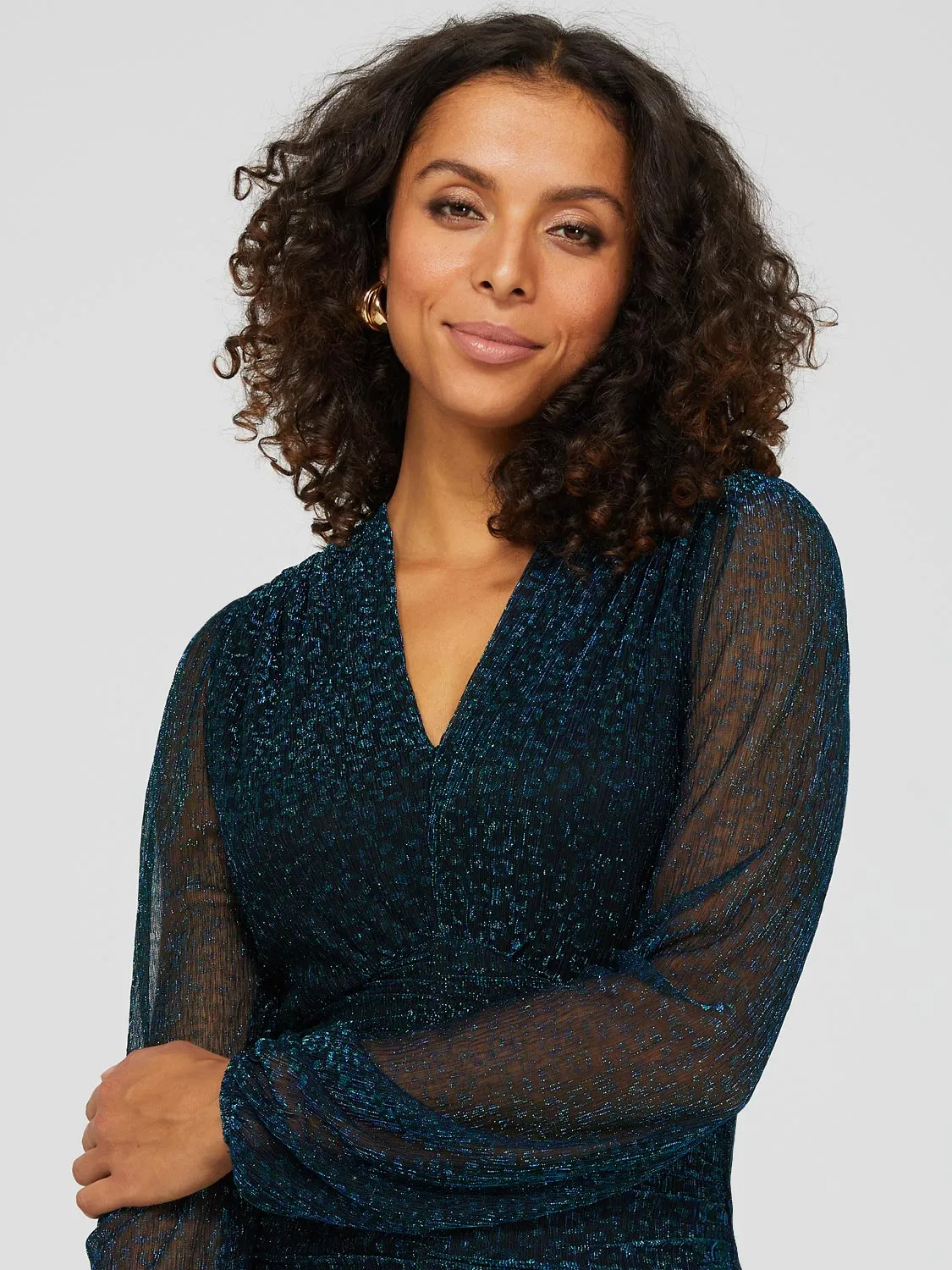 Long Balloon Sleeve Animal Print Top sold by Suzy Shier product image thumbnail 2