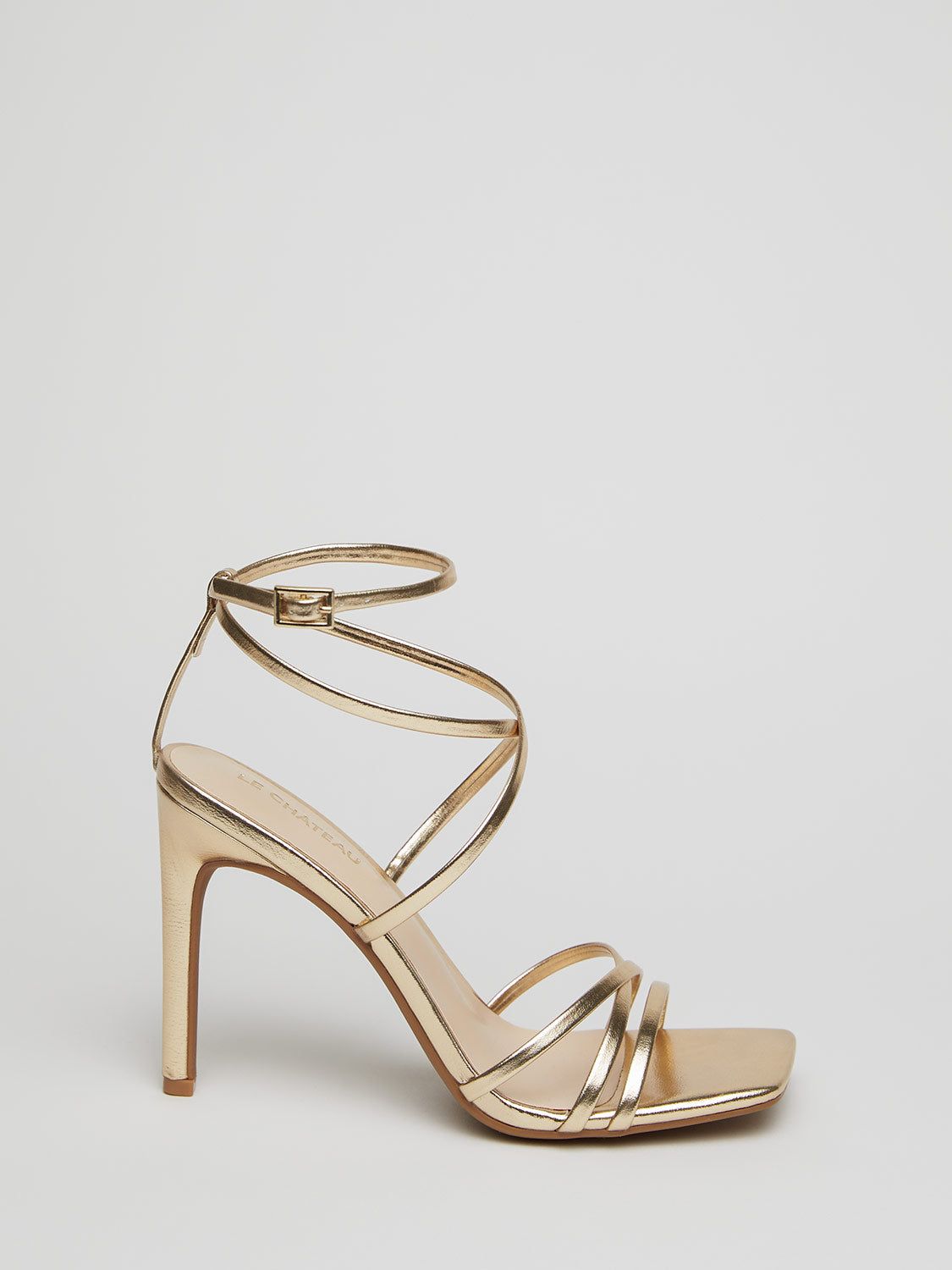 Faux Leather Strappy Square Toe High Heel Sandal sold by Suzy Shier
