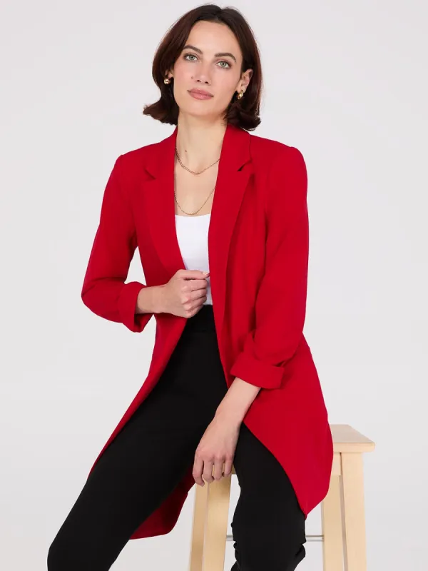 Cuffed 3/4 Sleeve Long Blazer sold by Suzy Shier
