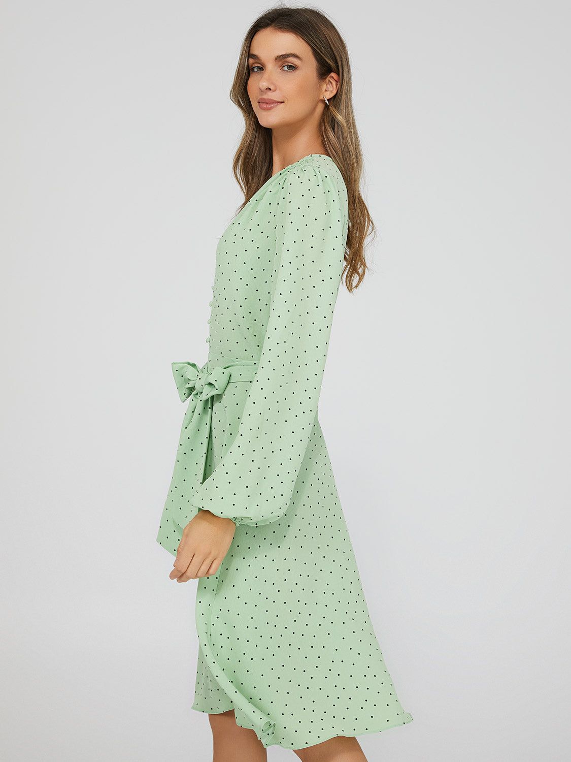 Polka Dot V-Neck Knee Length Dress sold by Suzy Shier product image thumbnail 3