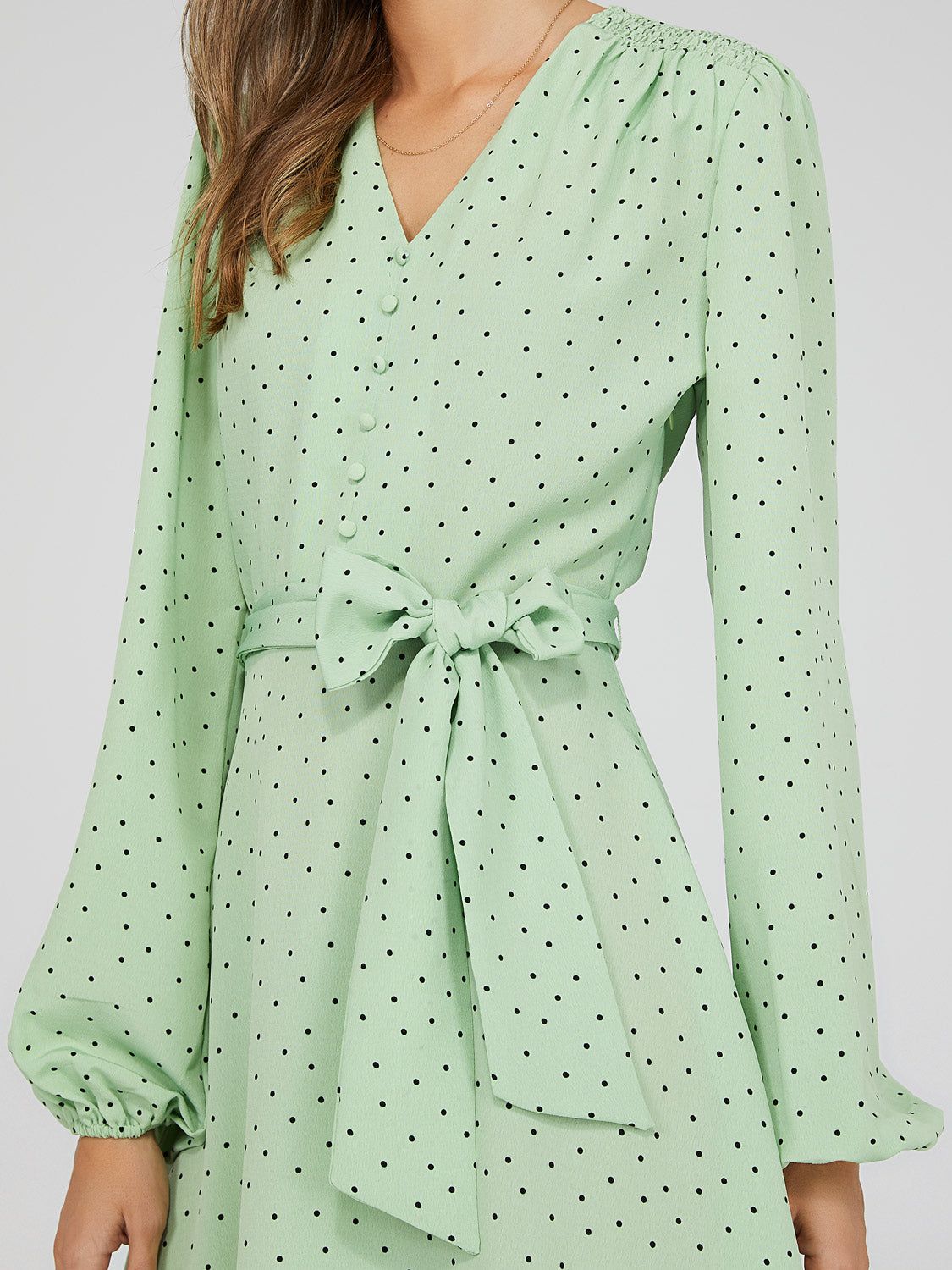 Polka Dot V-Neck Knee Length Dress sold by Suzy Shier product image thumbnail 5