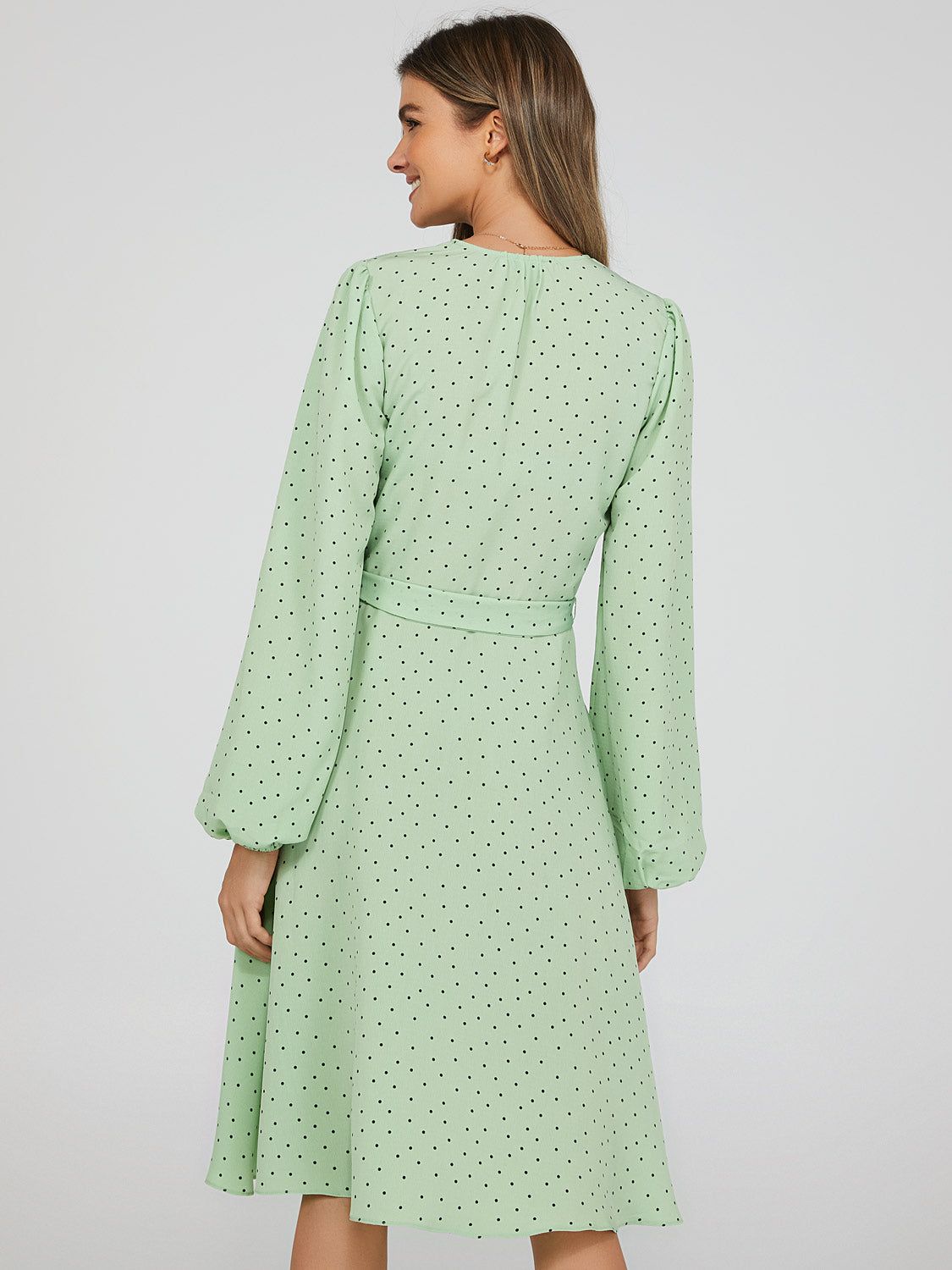 Polka Dot V-Neck Knee Length Dress sold by Suzy Shier product image thumbnail 4