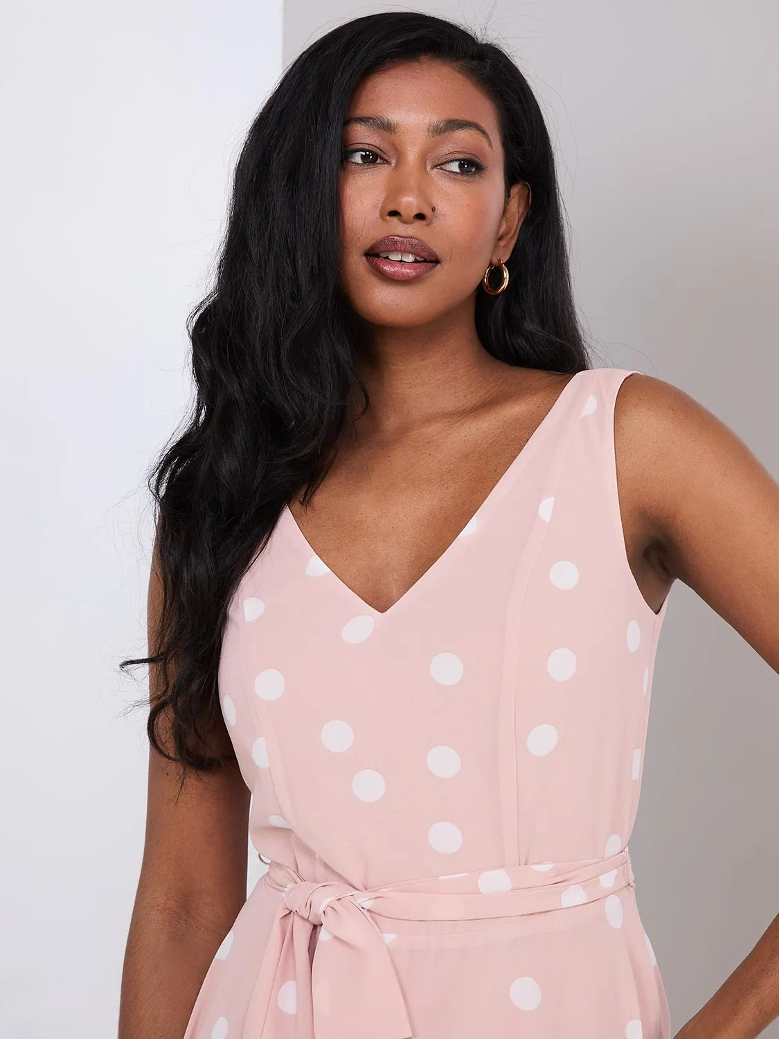 Sleeveless Dot Print V-Neck Chiffon Dress sold by Suzy Shier product image thumbnail 2