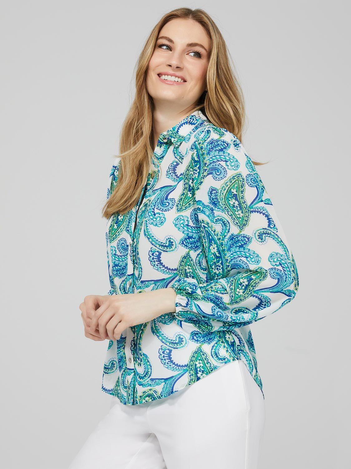 Paisley Print Button-Up Blouse sold by Suzy Shier product image thumbnail 4