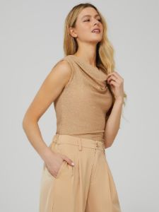 Shimmer Cowl Neck Top With Shirring Details sold by Suzy Shier