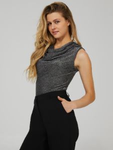 Shimmer Cowl Neck Top With Shirring Details sold by Suzy Shier