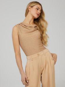 Shimmer Cowl Neck Top With Shirring Details sold by Suzy Shier
