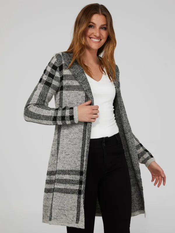 Hooded Plaid Coatigan sold by Suzy Shier