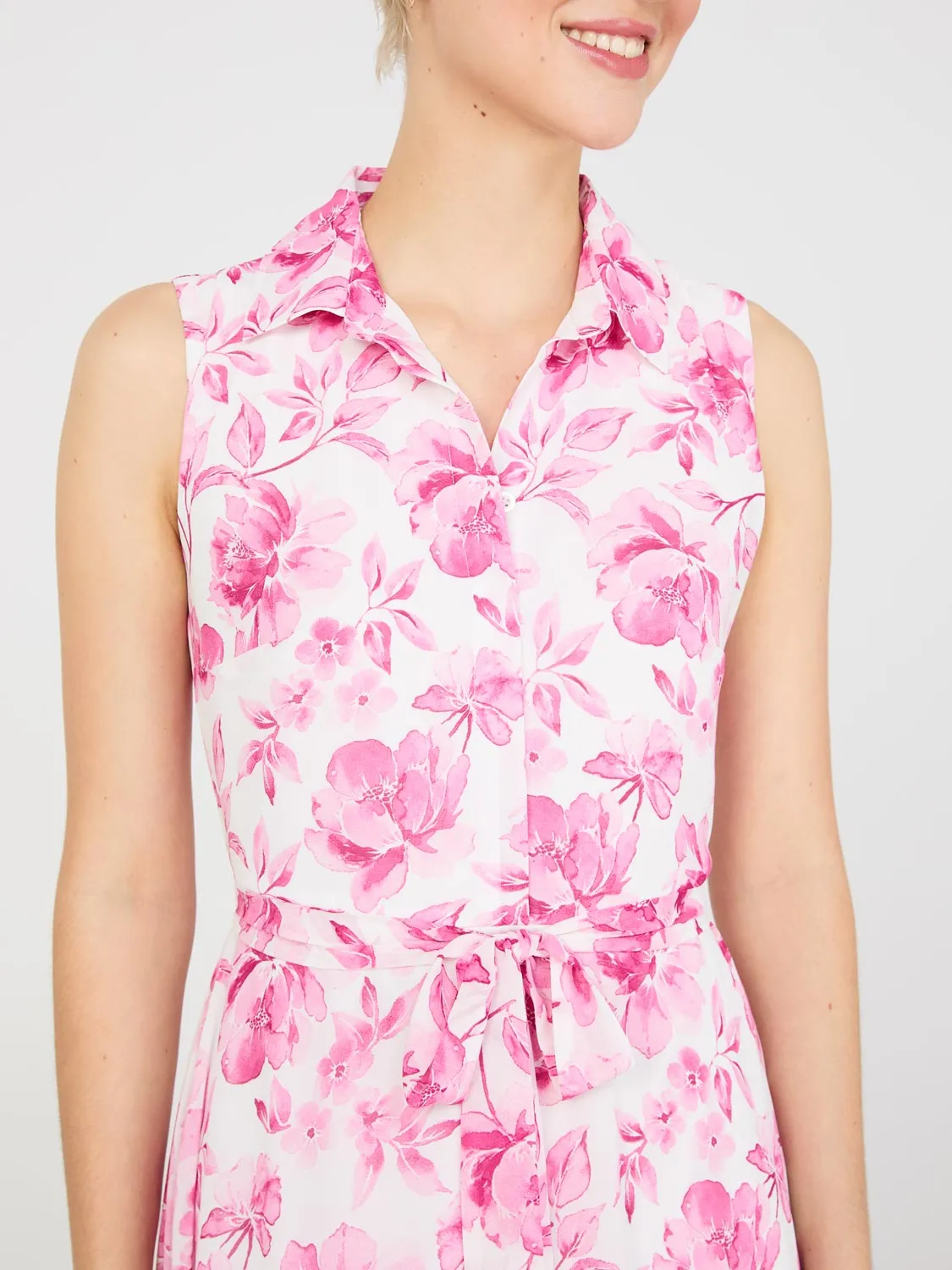 Sleeveless Chiffon Printed Button-Front Midi Dress sold by Suzy Shier product image thumbnail 2