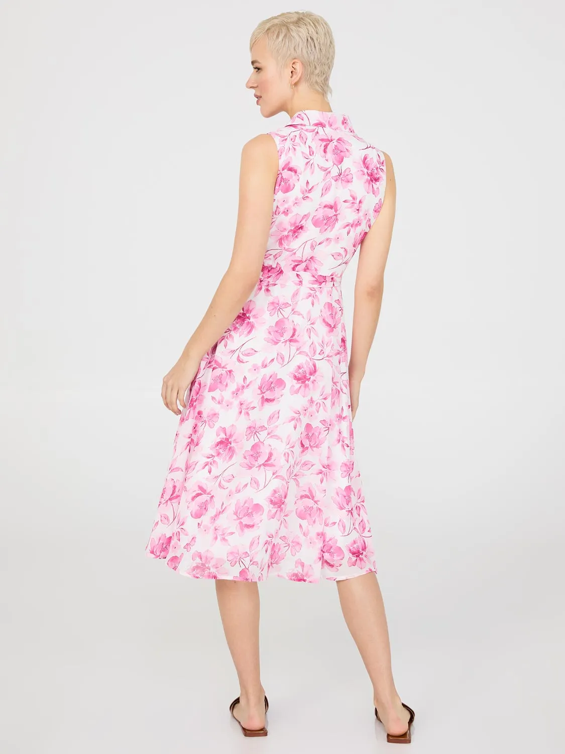 Sleeveless Chiffon Printed Button-Front Midi Dress sold by Suzy Shier product image thumbnail 4